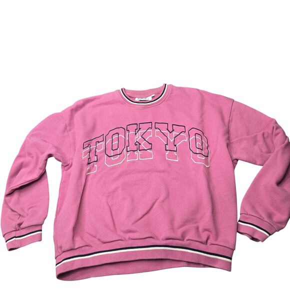 Embroidered Tokyo Varsity Crew Neck Sweatshirt Size Medium - Picture 1 of 7